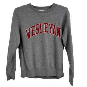 Wesleyan Sweatshirt M Gray Collegiate Crewneck Graphic Pullover League